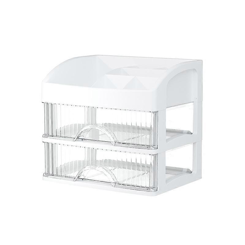 Desktop Organizer 3 Layer White Drawer (White)