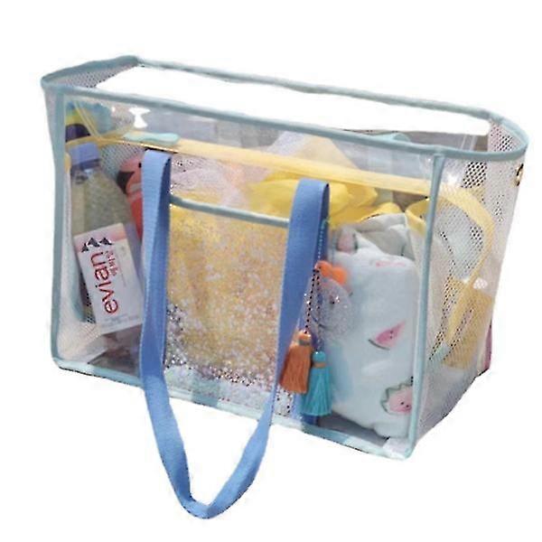 透明PVCビーチバッグ防水ハンドバッグクリア大容量ショルダーバッグポータブルハンドリングポケットトラベルストレージポーチ