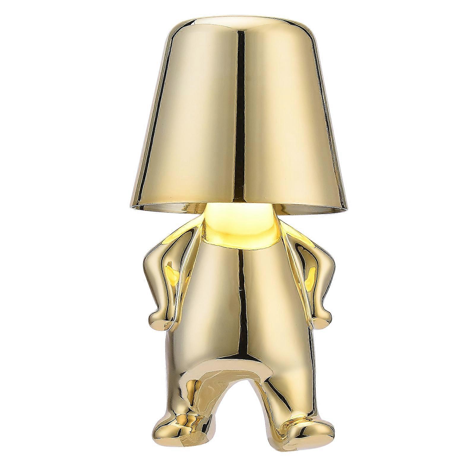 Bedside Touch Control Table Lamp, Gold Decor Thinking Statue LED Table Lamp