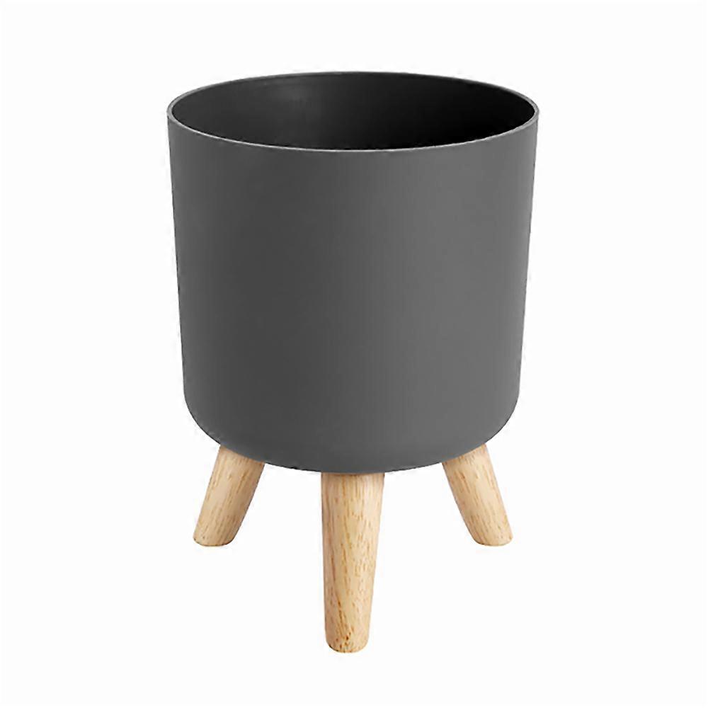 Pots modernes avec pieds en bois Porte-chambre Salon Sol debout Pot de fleurs en pot Plante d’intérieur