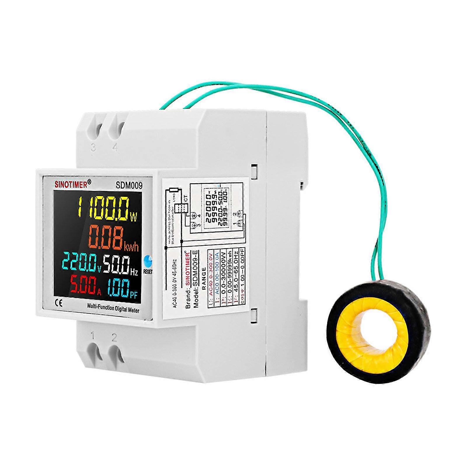 Digital Single Phase Energy Meter Tester Electricity Usage Monitor Ac 110v 40v~300v 100a Ampermeter Power Voltmeter