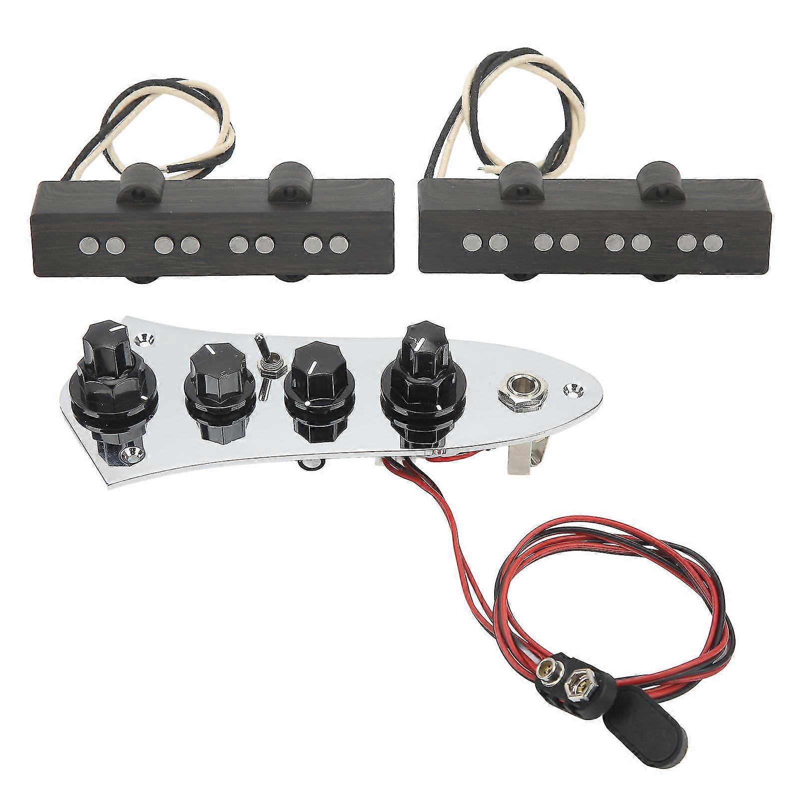 Noiseless Pickup Set for Musical Instruments with Wired Bass Control Plate