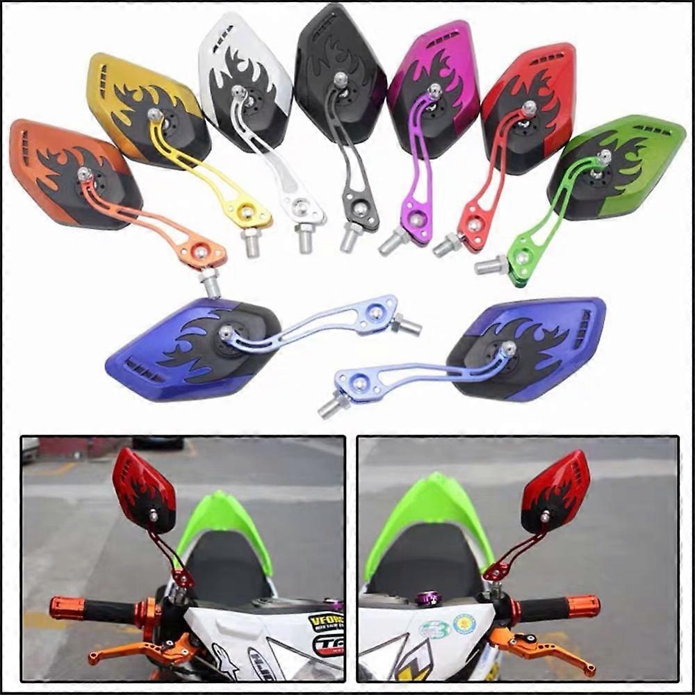 QX Motorcycl Electric Vehicle Modified Wildfire Rearview Mirror Rearview Mirror View Reflector Flame Pattern Motorcycle Accessories
