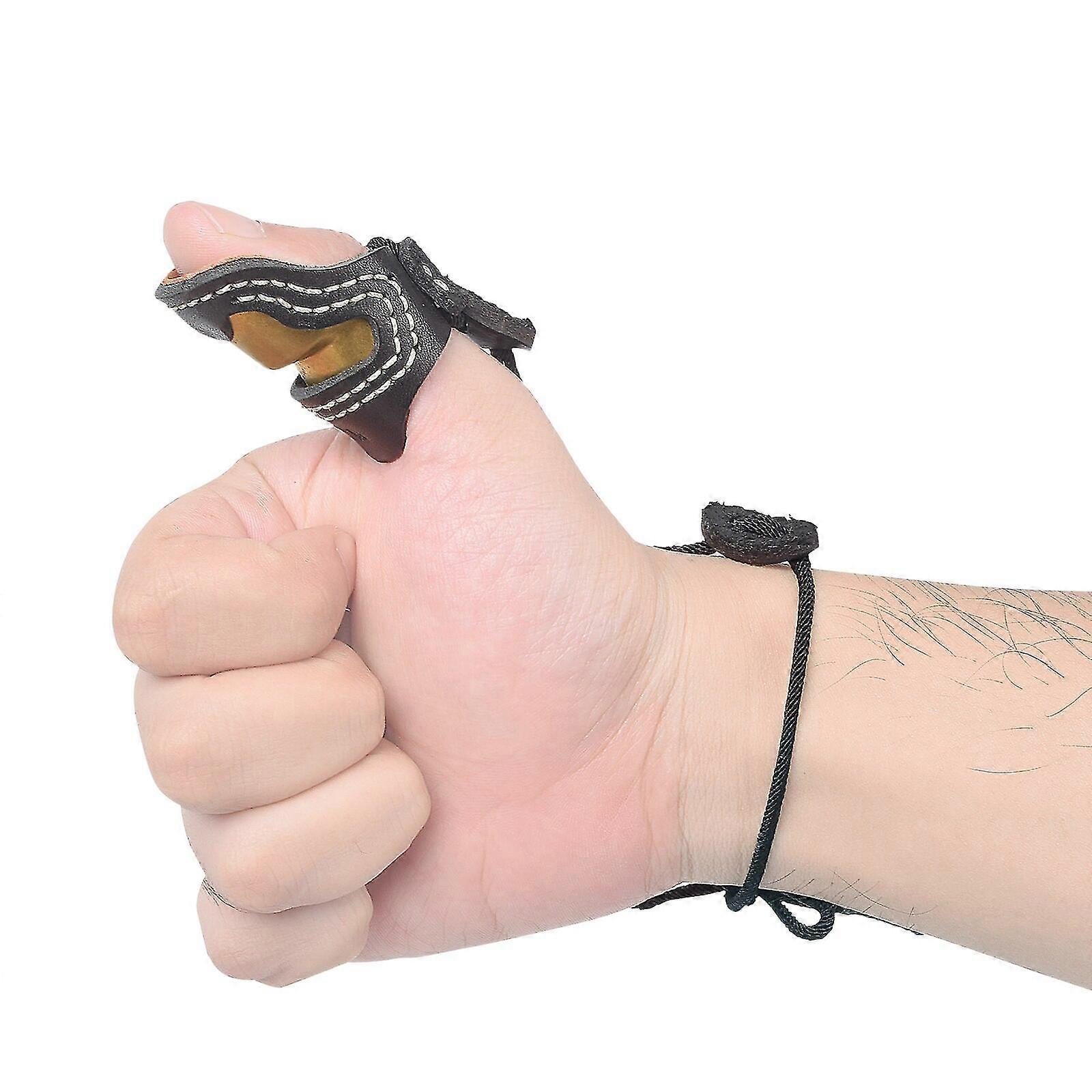 1pcs Archery Thumb Finger Cow Skin Soft Leather & Brass Protector On For Hunting Shooting Gloves