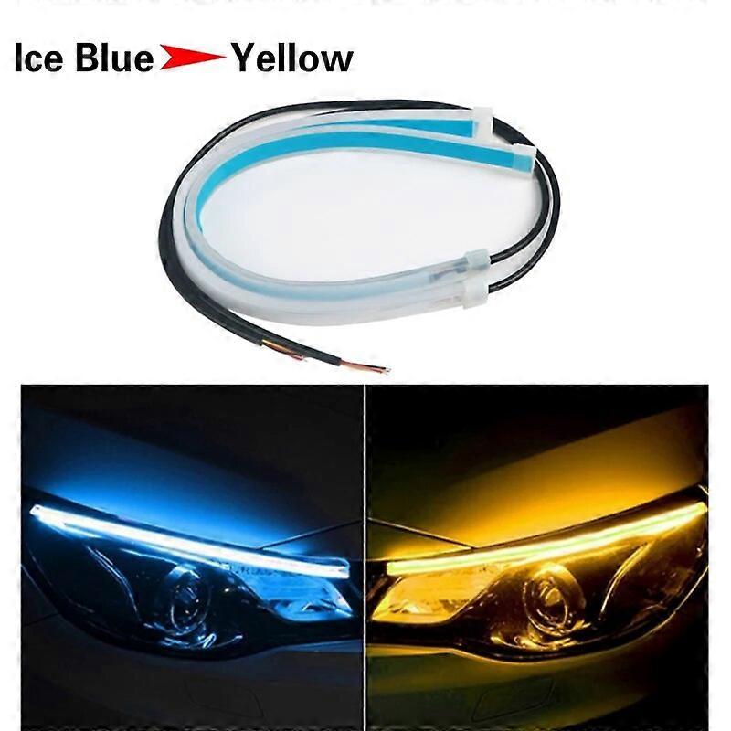 2Pcs Start-Scan LED Car DRL Daytime Running Lights For Ford S-max 2006-2015 Auto Flowing Turn Signal Guide Thin Strip Lamp 12VMotor Vehicle Lighting