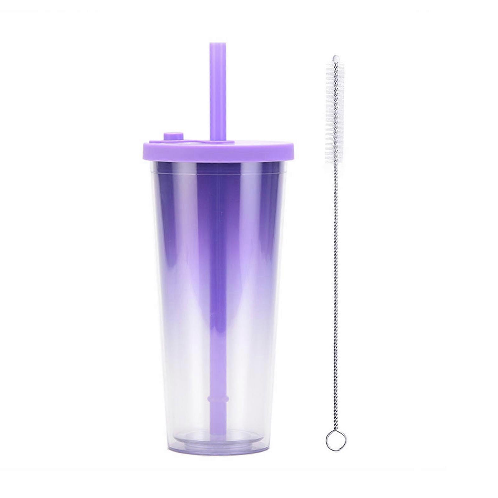 קש תה בועות עם מכסה עץ וקשיות נירוסטה משקאות אפור פלסטיק הדרגתי ירוק לבן מברשת ניקוי