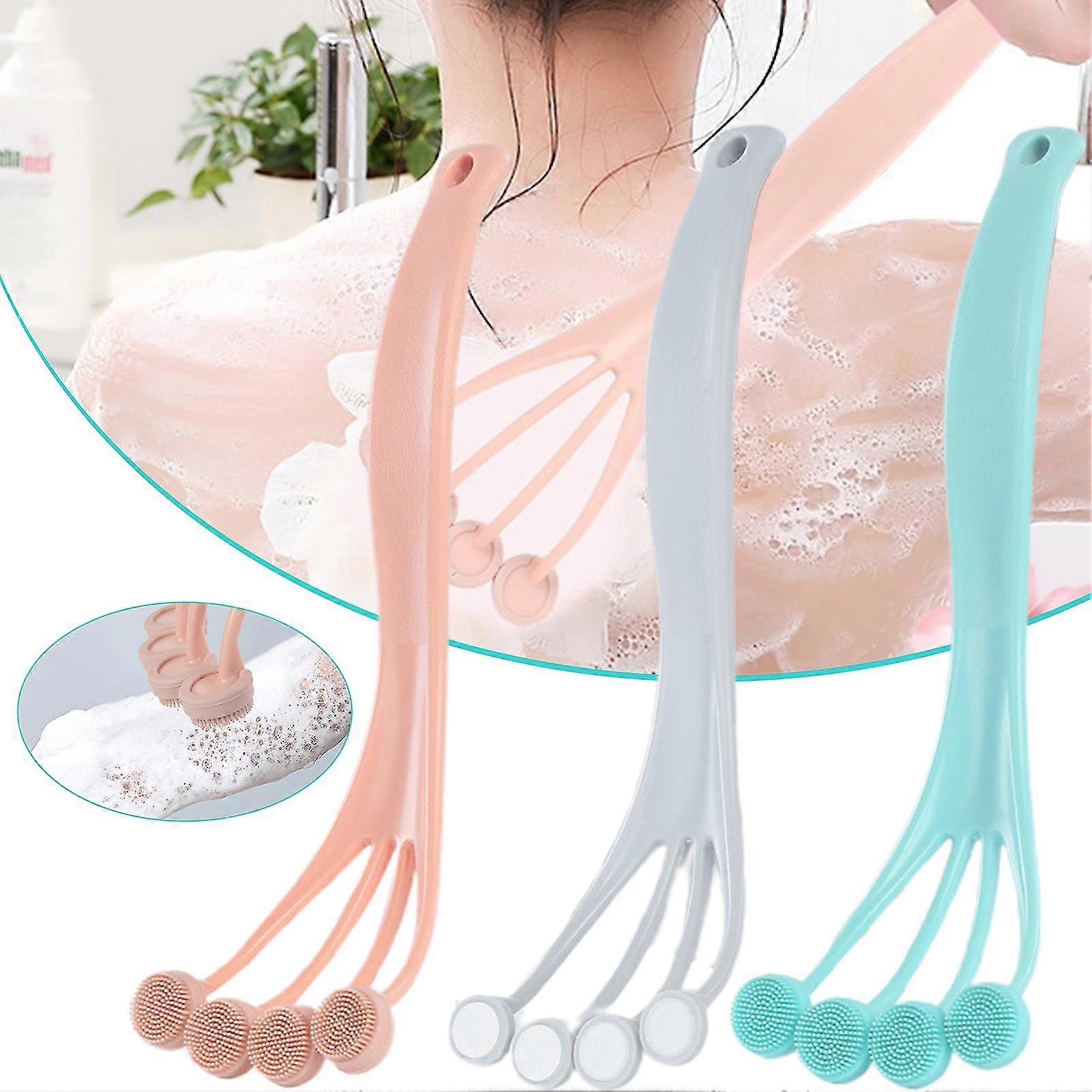 Silicone Back Brush Bath Brush With Soft And Stiff Bristles For Wet Or Dry Brush