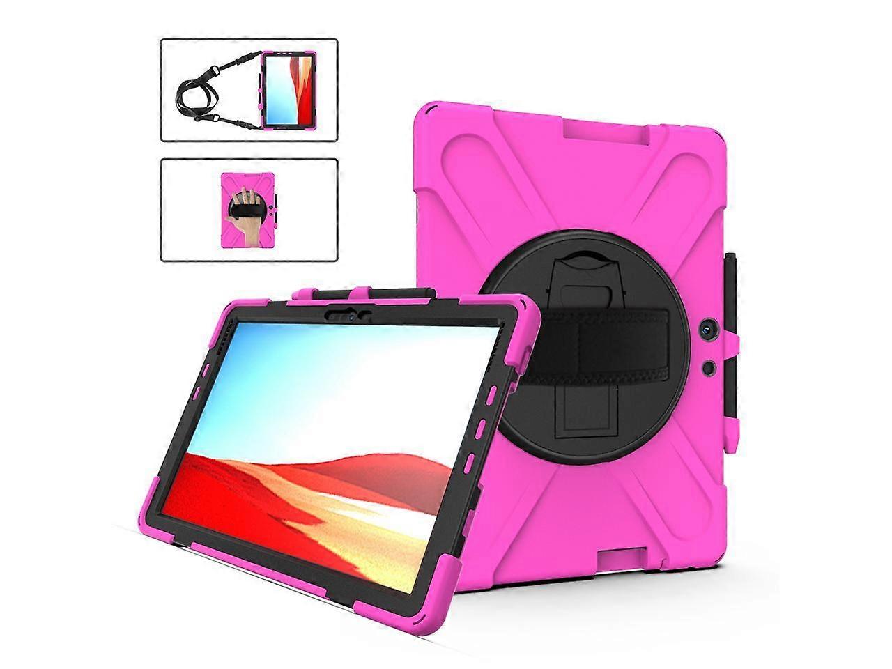 Microsoft Surface Pro X 13 inch Case Shockproof Protective Cover with Pen Holder Hand Strap Rotating Kickstand and Shoulder Strap