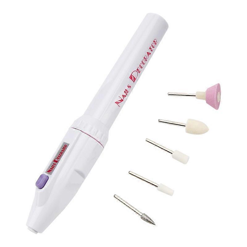 Manicure Pedicure Nail Files Set,5 in 1 Portable Nail File Drill System for Salon Quality Care of Hands and Feet at Home, Battery Powered (Purple)