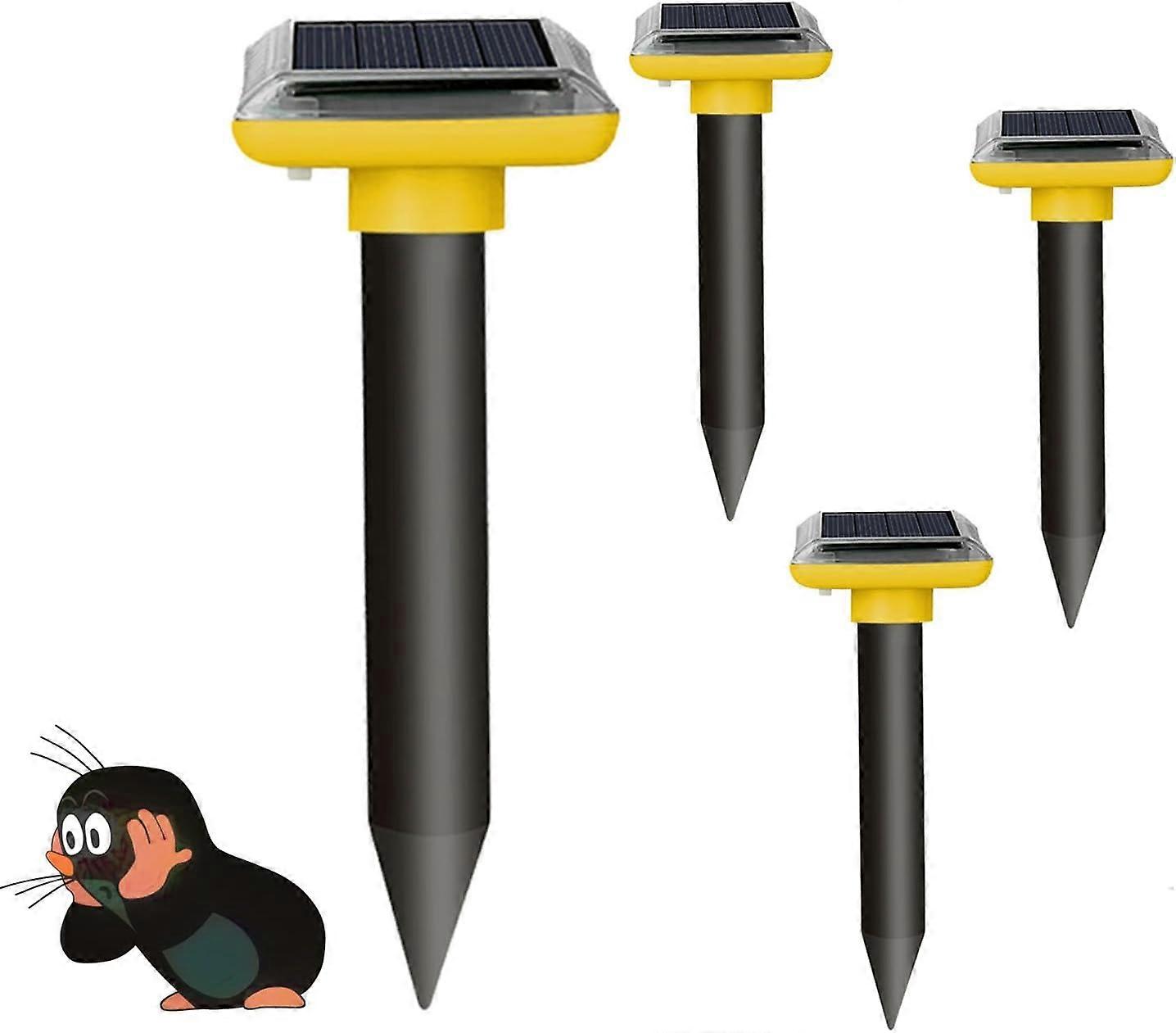 Mole Repellent, Solar Mole Repellent, Mole Repellent, Pack of 4, to Repel Voles, Ultrasonic Mole Repellent for Repelling Voles, Mole Repellent, Vole D