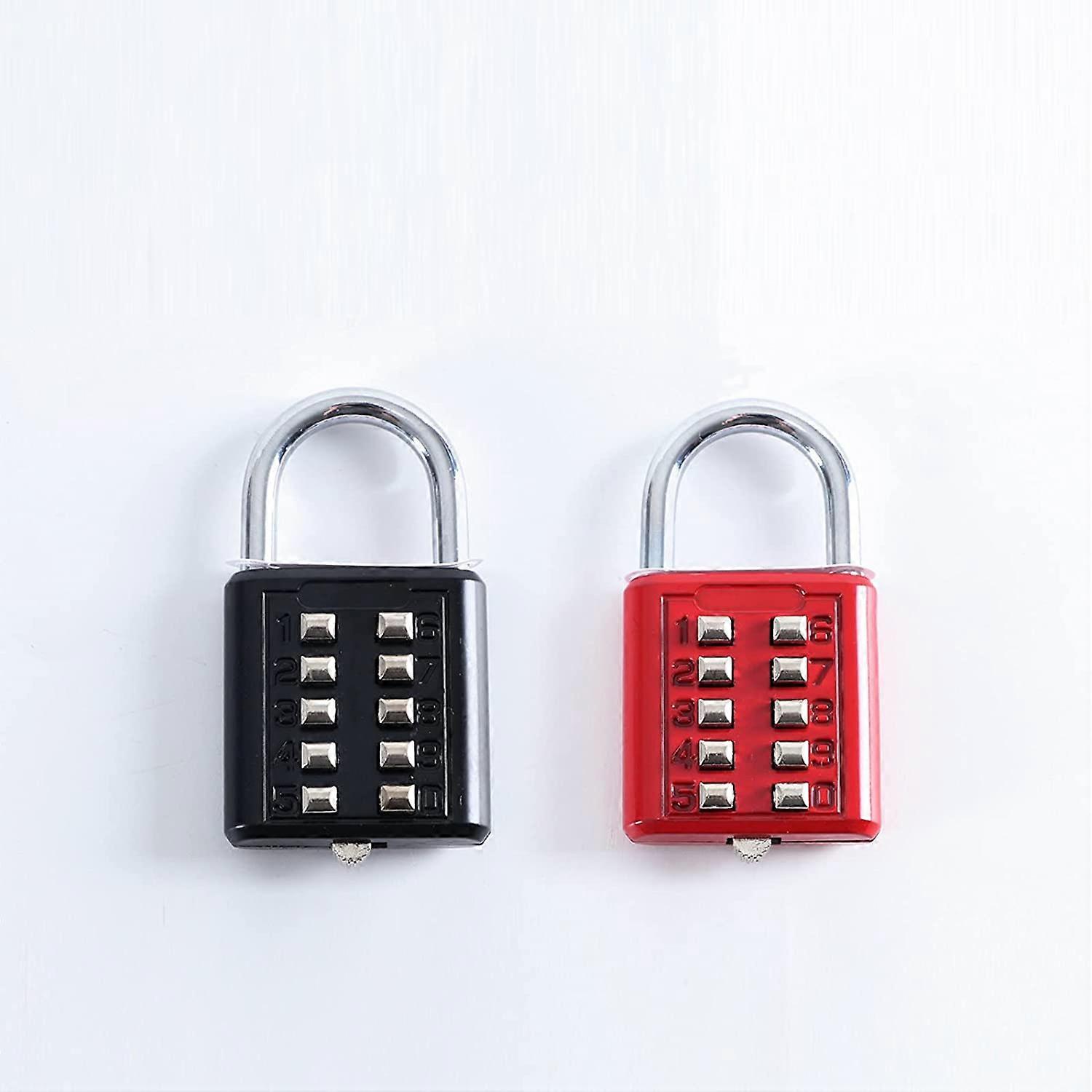 2 Pieces 5-Digit Combination Padlock, Button Combination Security Padlock, Rustproof Padlock, Zinc Alloy Padlock