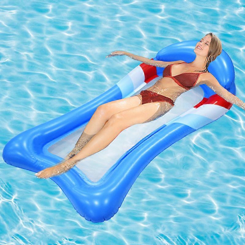 Foldable PVC Inflatable Pool Float with Water Striped Hammock - Adult Lounger Floating Bed