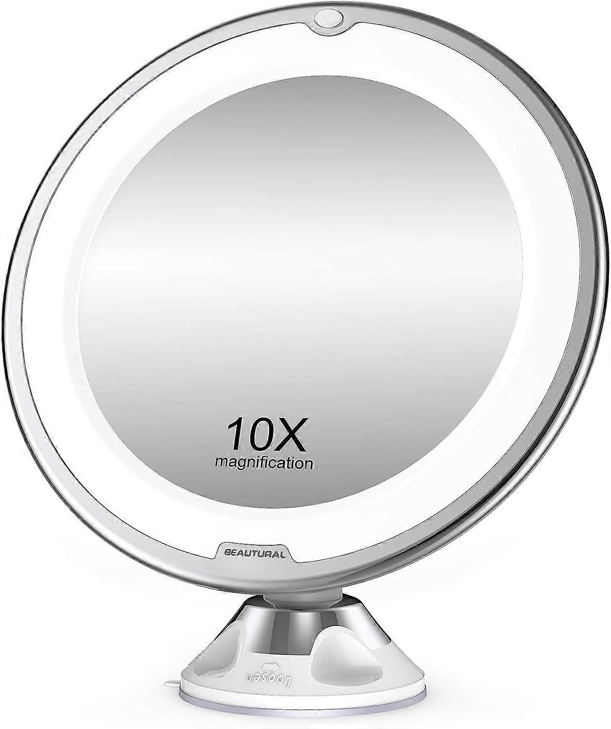 Beautural Makeup Mirror with 10X Magnification and LED Lights 1 Ball Joint 360 Adjustable Fixture