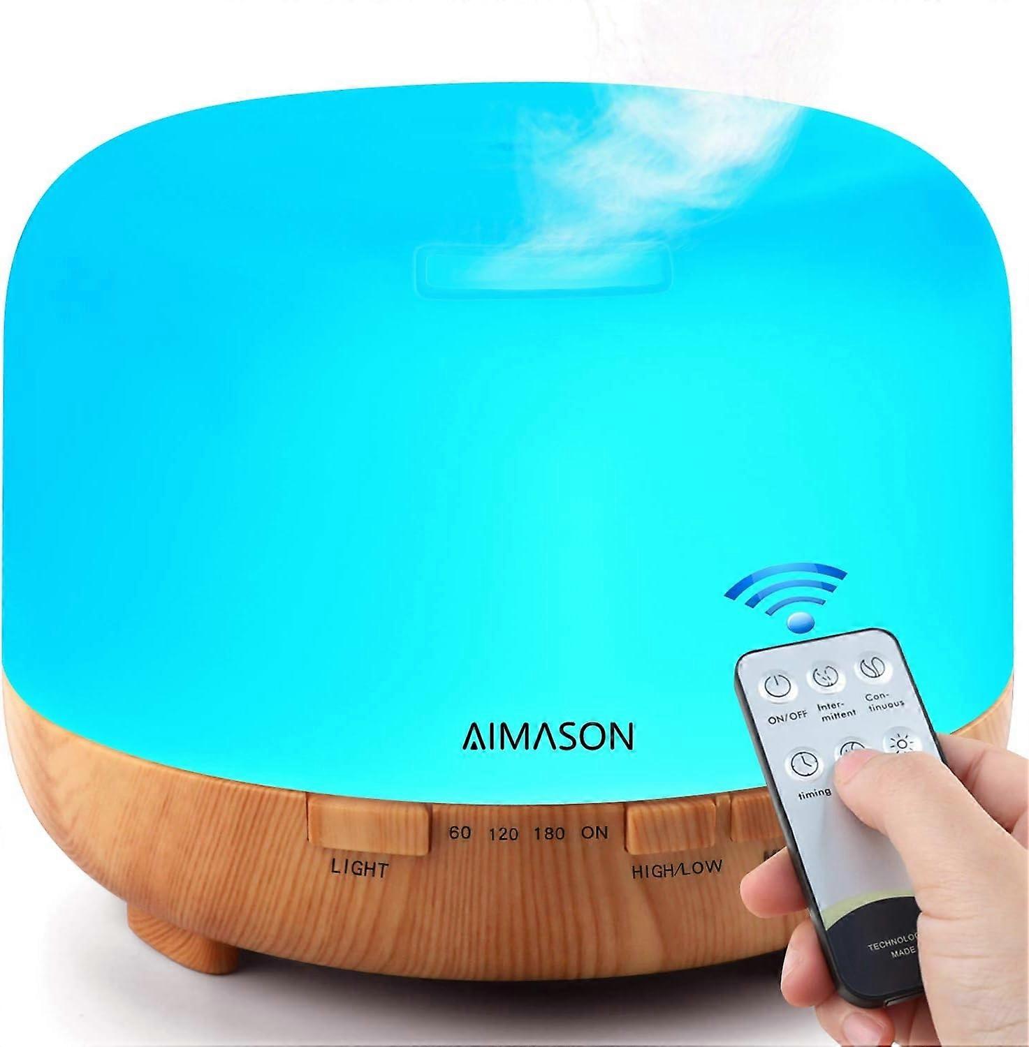Updated Oil Diffuser, 500ML Ultrasonic Humidifier Diffuser with Remote Control, BPA-Free Diffuser