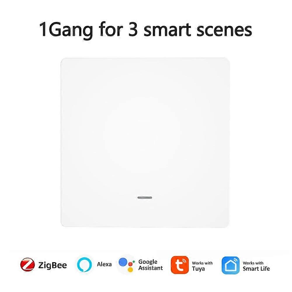 Aubess ZigBee 3.0 Smart Scene Switch Tuya Wireless Free Sticker Wall Scene Switch Push Button Battery Powered Transmitter Alexa
