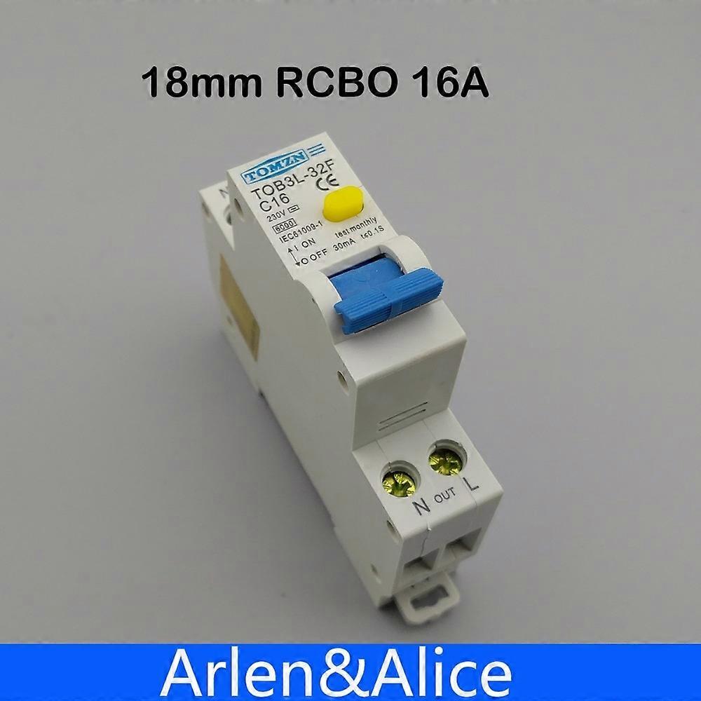 TOB3L-32F 18MM RCBO 16A 1P+N 6KA Residual current Circuit breaker with over current and Leakage protection RCBO