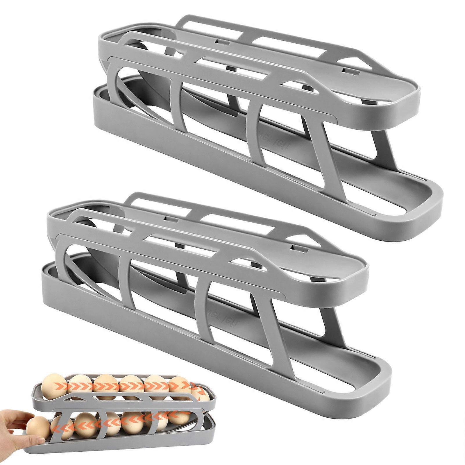Refrigerator Egg Dispenser, Auto Rolling Egg Holder, 2-Tier Storage Rack for Eggs 2023 New