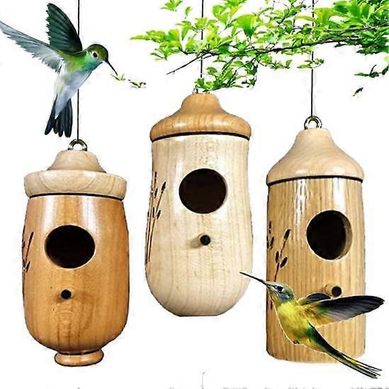 Hummingbird House, Wooden Hummingbird House for Outside Hanging, Hummingbird Swing Nest