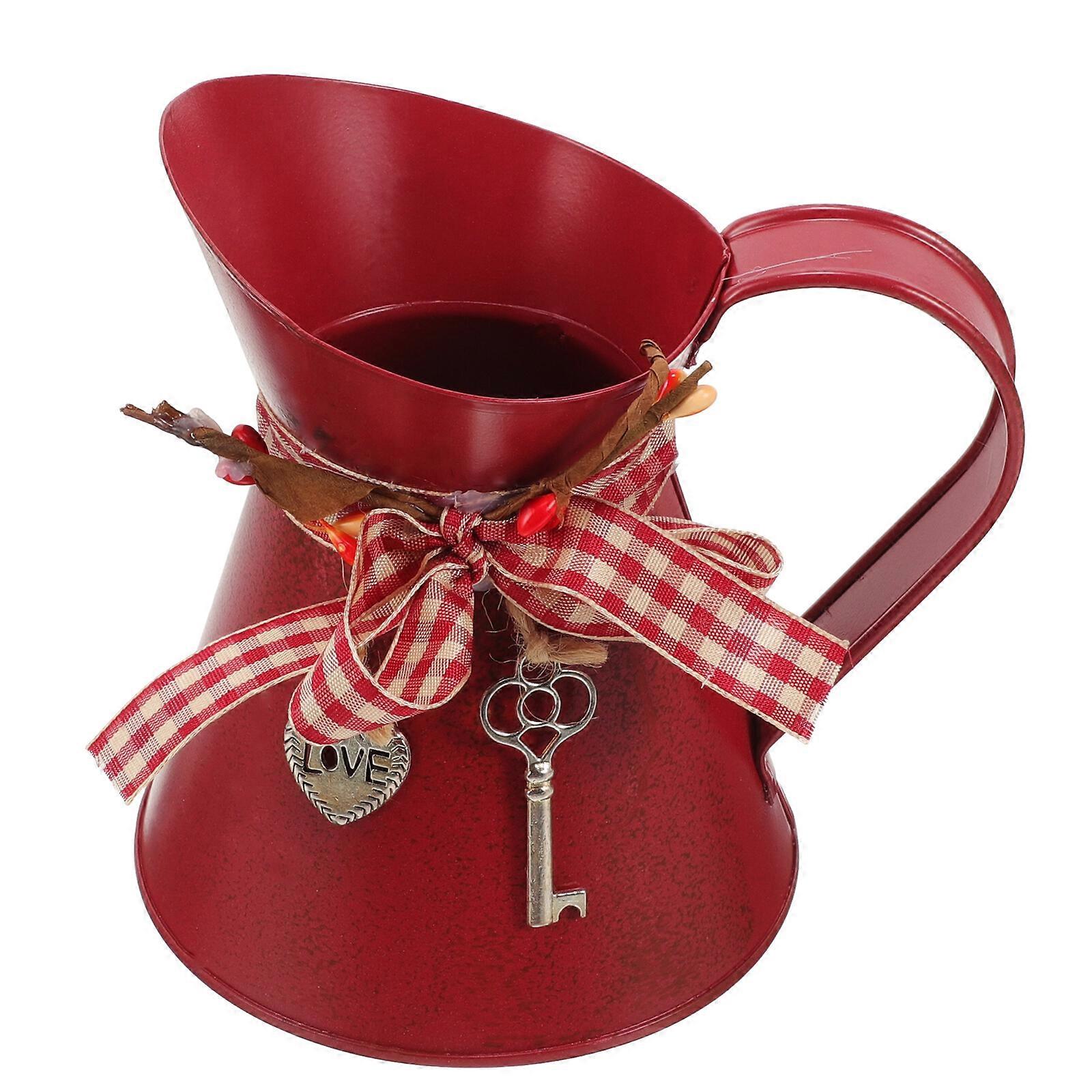 Flower Vase Rustic Flower Bottle with Handle Artificial Flower Arrangement Container