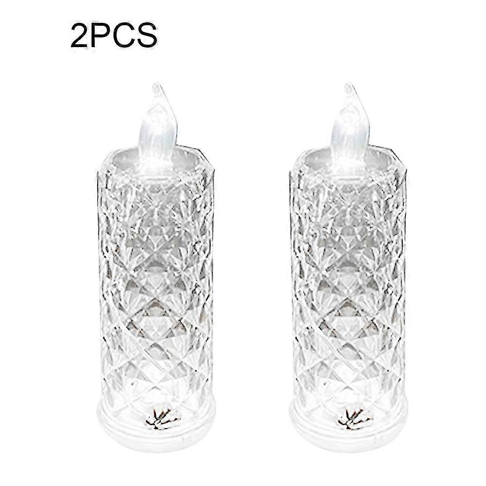 2pcs PVC Battery Powered Party Rose Pattern Refraction LED Flameless Candle
