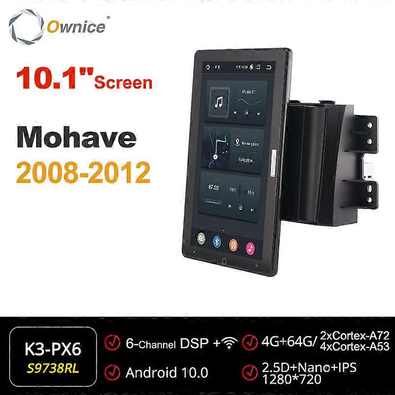 Tesla style 13.3" PX6 Android 10 Car DVD Player Auto Rotatable Navigation GPS Multimedia Stereo Audio For KIA Mohave 2008-2012