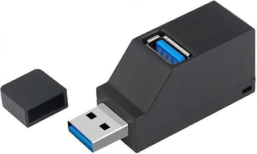 Black 3-Port USB Hub - High-Speed Data Transfer and Charging for Multiple Devices