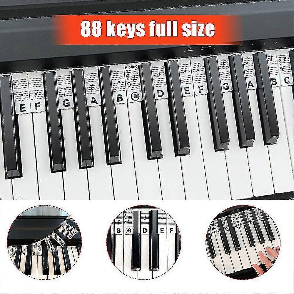 Removable Piano Keyboard Note Labels Reusable Silicone 88 Keys Piano Notes Guide Stickers Fast