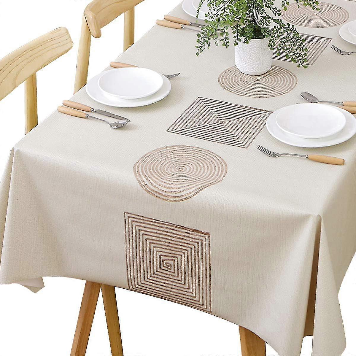 Table Cloth Wipeable Tablecloth PVC Plastic Wipe Clean Waterproof Rectangular