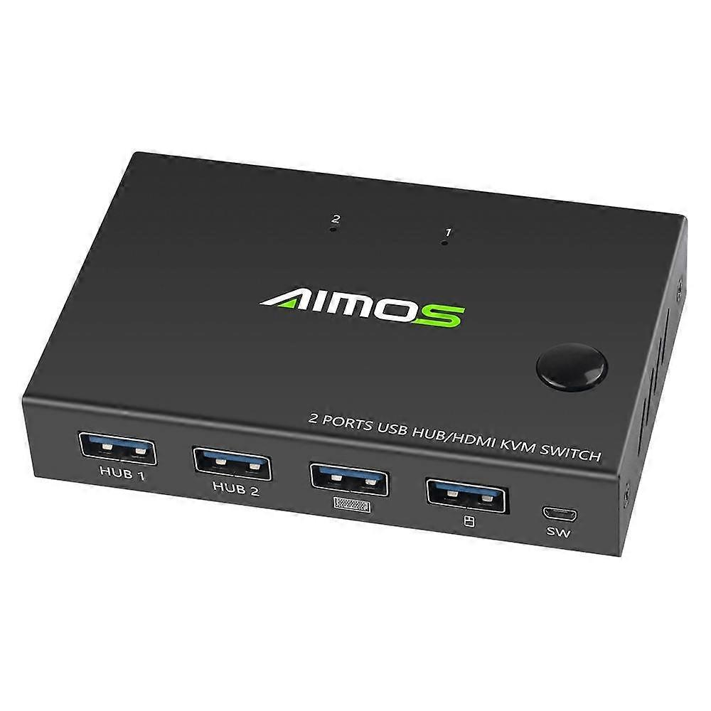 AIMOS AM-KVM201CC 2 ports HD KVM Switch Support 4K*2K@30Hz HD KVM Switcher Clavier Souris USB