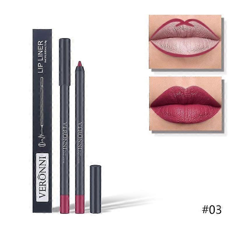2 In 1 Double-ended Lipstick Lip Liner Pen Matte Pigment Non-stick Cup Skin Color 24h