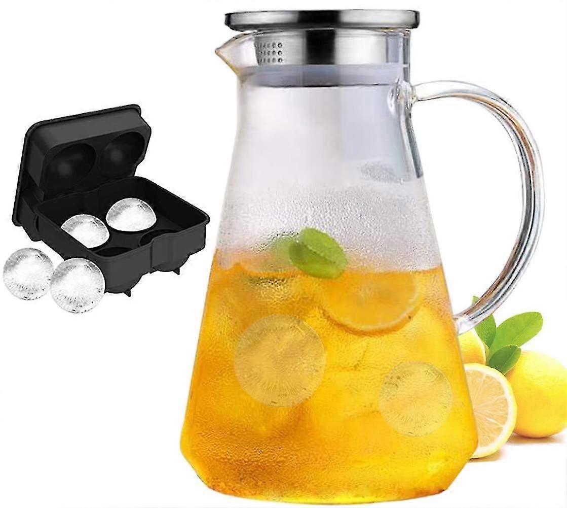 Glass Pitcher With Handle Lid, 68g Beverage Pitcher, Iced Tea Juice Pitcher, Iced Tea Pitcher, Hot And Cold Water Pitcher, Iced Tea, Wine, Milk