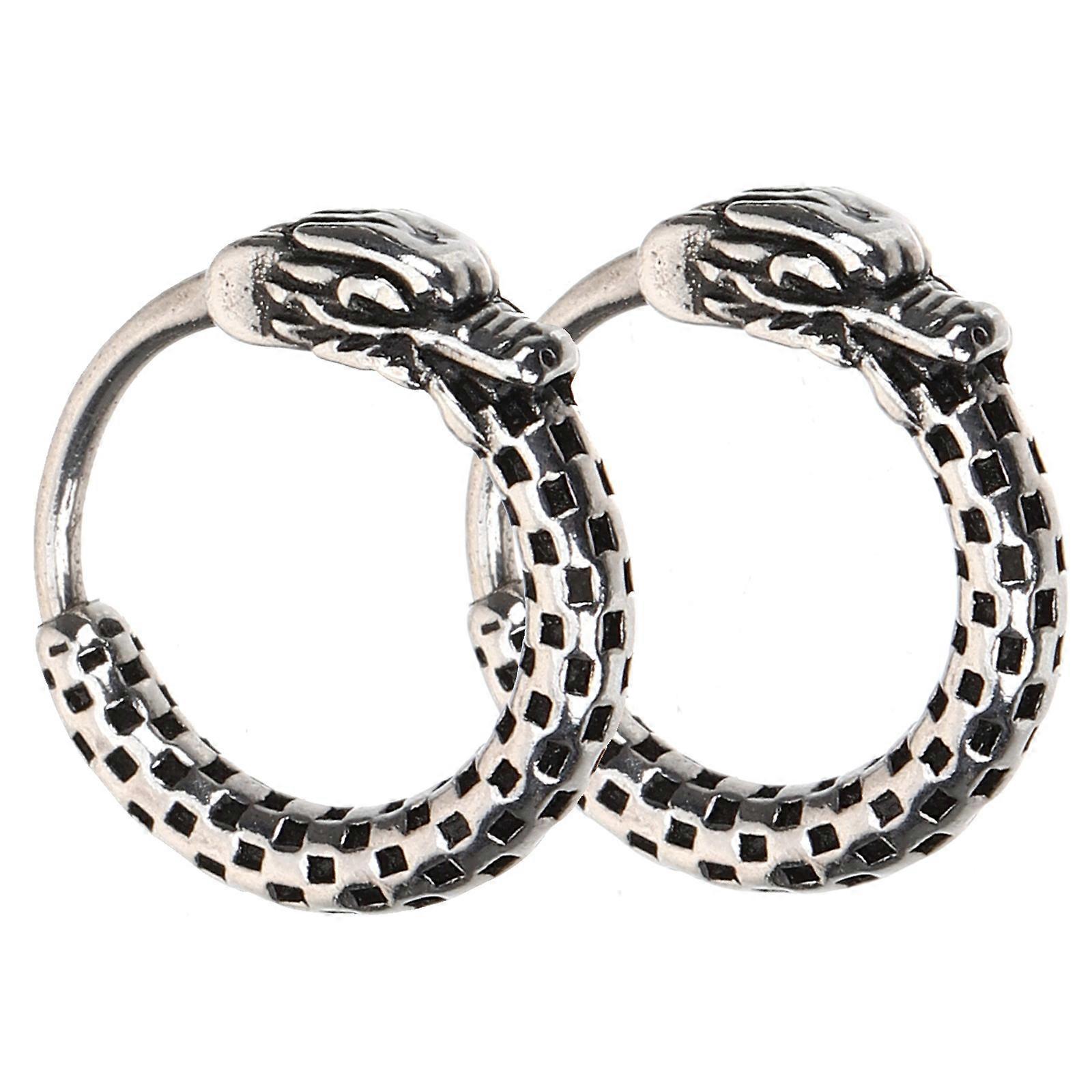 1 Pair Men Round Loop Earrings Vintage Dragon Loop Earrings Round Stud Earrings