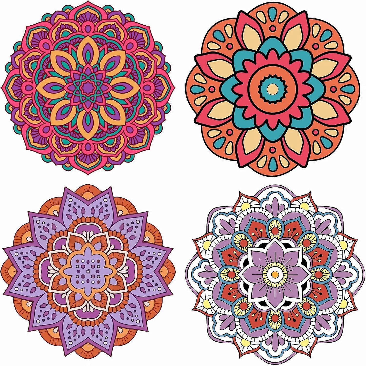 4 Styles Mandala Window Clings 16cm Non Adhesive Static Flower of Life Sliding Door Sticker Waterproof Spring Window Film Prevent Birds from Hitting B