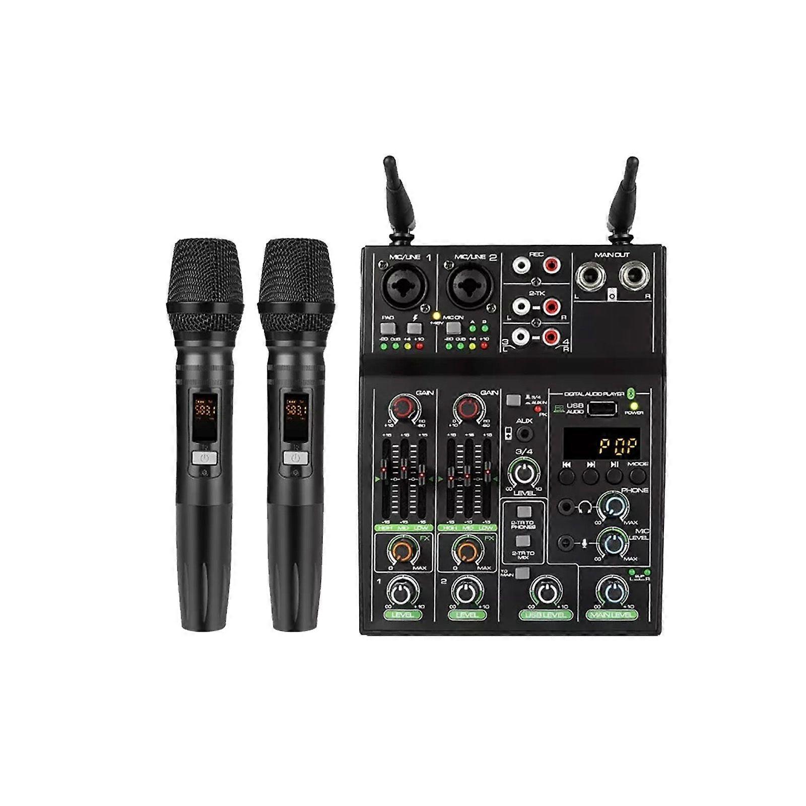 4 Channel Mini Audio Mixer bluetooth USB Sound Mixing Console Amplifier Studio