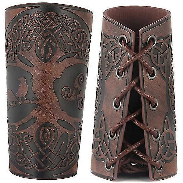 Viking Arm Bracers Leather Armor Cuffs Larp Bracers Embossed