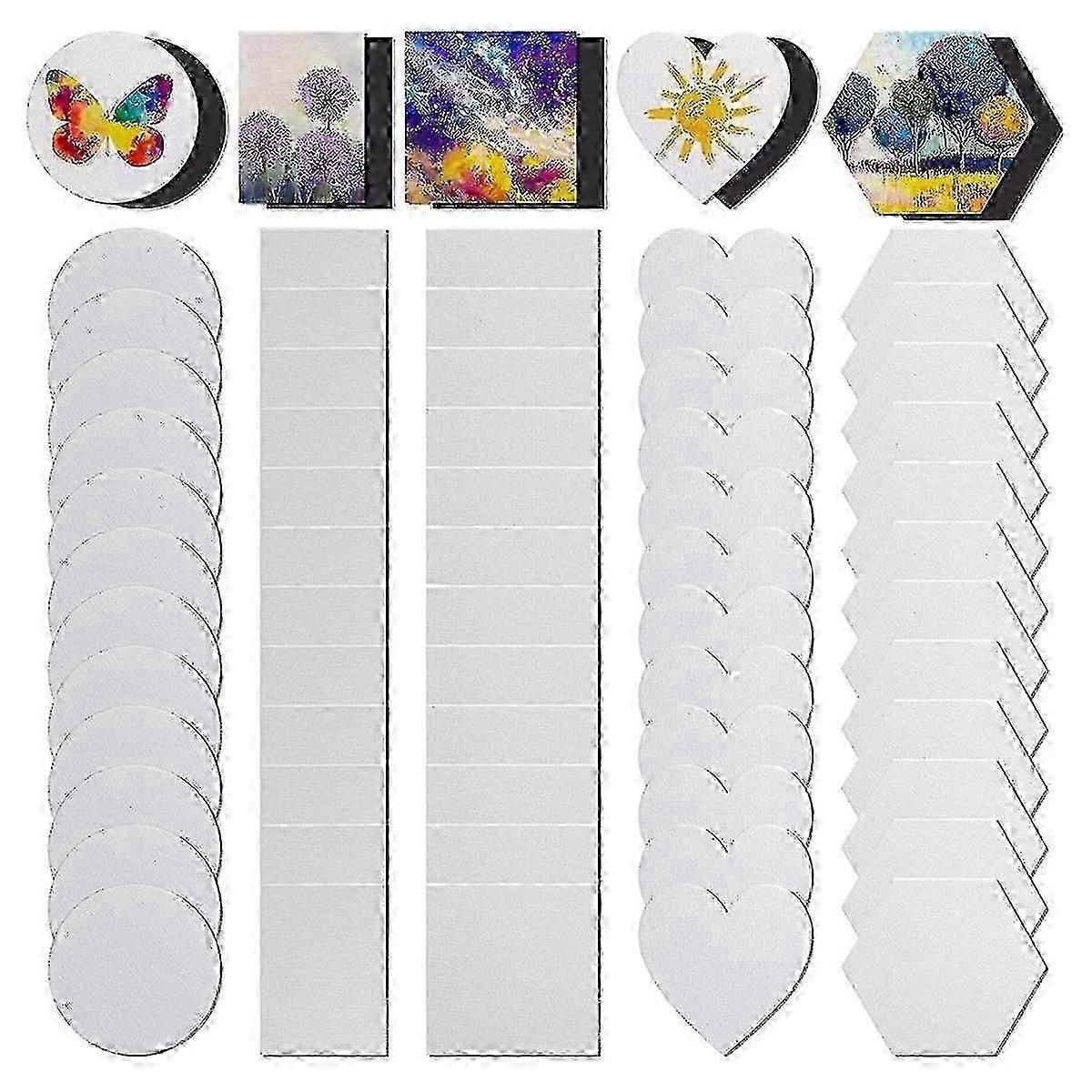 60 Pcs Mini Magnetic Canvas Panel Magnetic Canvas Boards Magnetic Painting Canvas Panel (multi Shape)