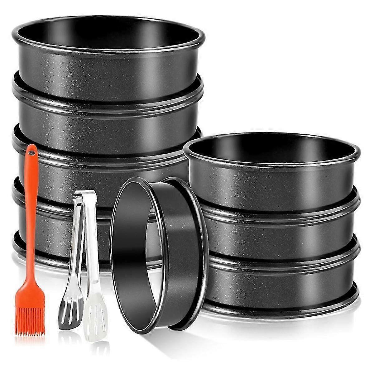 8 عبوات حلقات مافن إنجليزية غير لاصقة ، حلقات فطائر 4 بوصة + 3.15 بوصة ، للطبخ للخبز