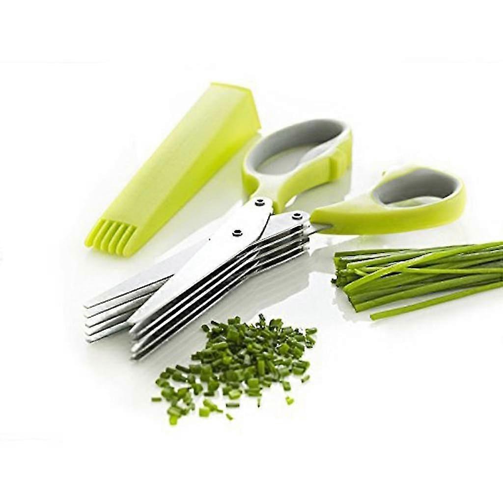 Herb Scissors Multipurpose Kitchen Mincing Scissors 5 Blades And Cover Stainless Steel,6295