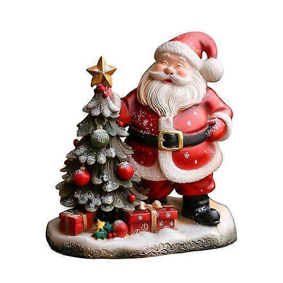 Christmas Santa Claus Resin Figurine Standing Christmas Father Tree Statue Sculpture Home