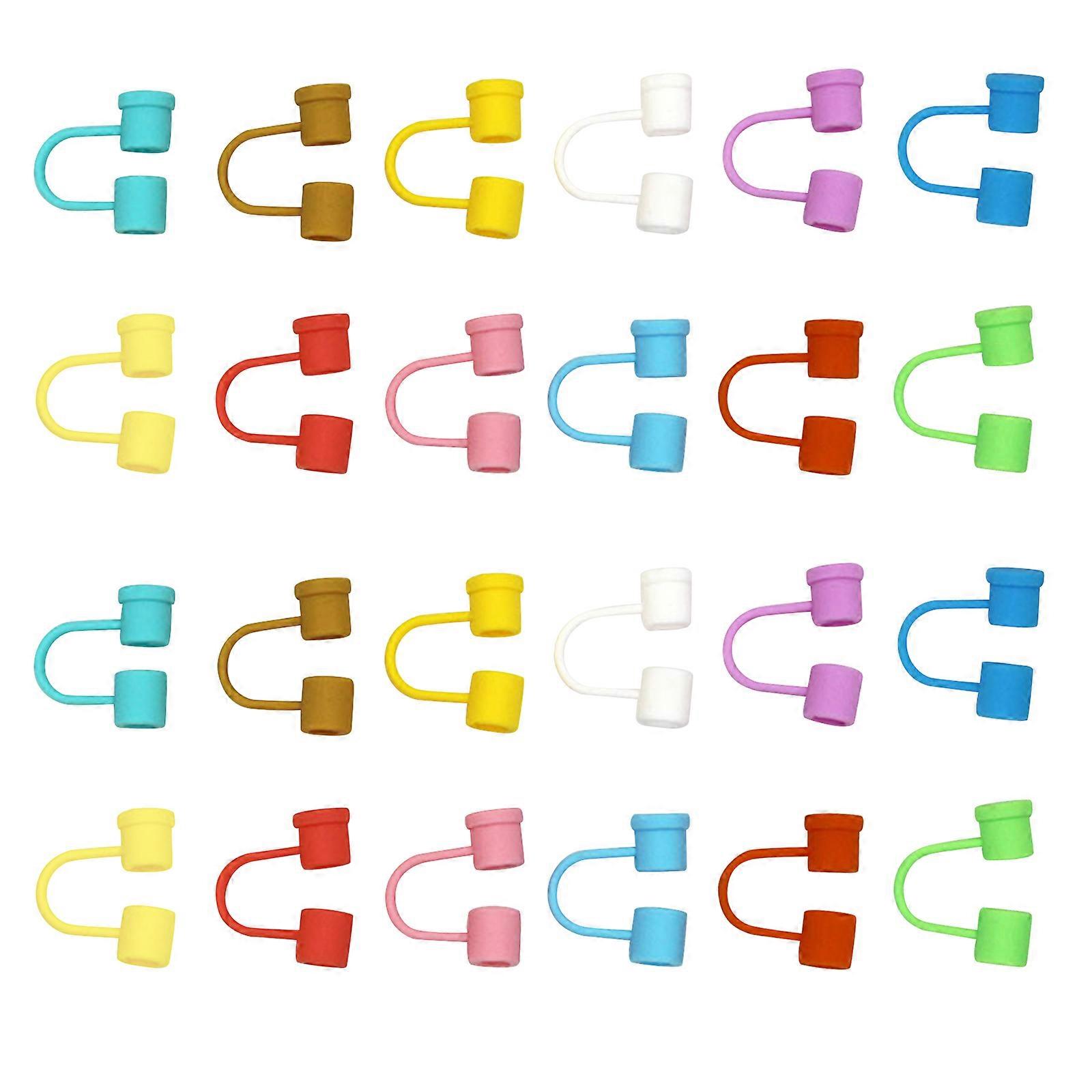 24 Stück Strohhalmspitzenabdeckungen, staubdichte Silikonkappen, wiederverwendbare Strohhalmabdeckungen