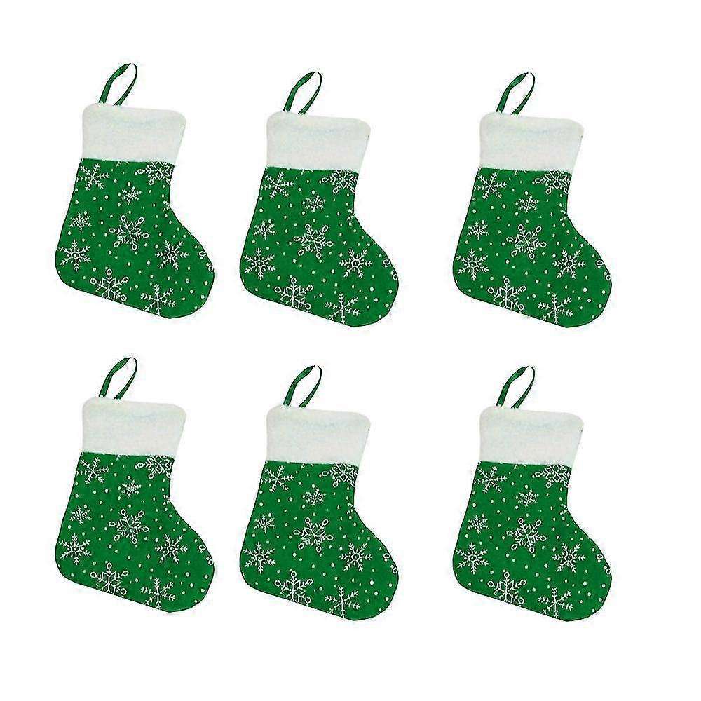 Christmas Mini Stoings, Pa Of 6 Snowflake  With Plush Cuffs, A Classic Stoing Decoration
