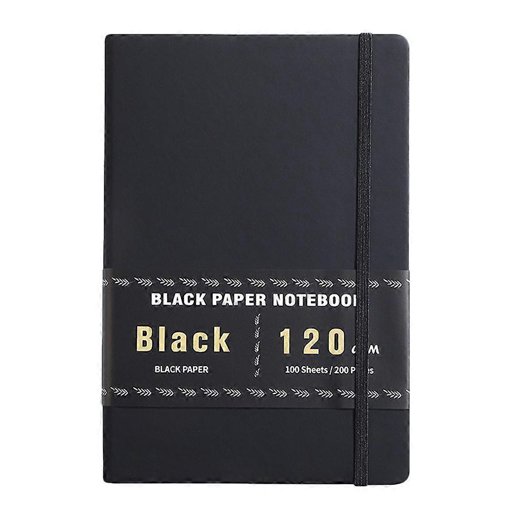 Black Paper Notebook 200 Pages A5 Size Notebook For Sketching Journaling And Note-taking Thick Paper Blank Notepad For Gel Pens And White Ink