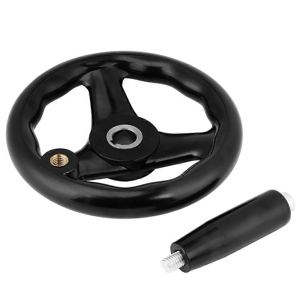 1pc Replacement 3 Spoke Hand Wheel 6.2" Diameter Round Black for Machine Tool with Handle