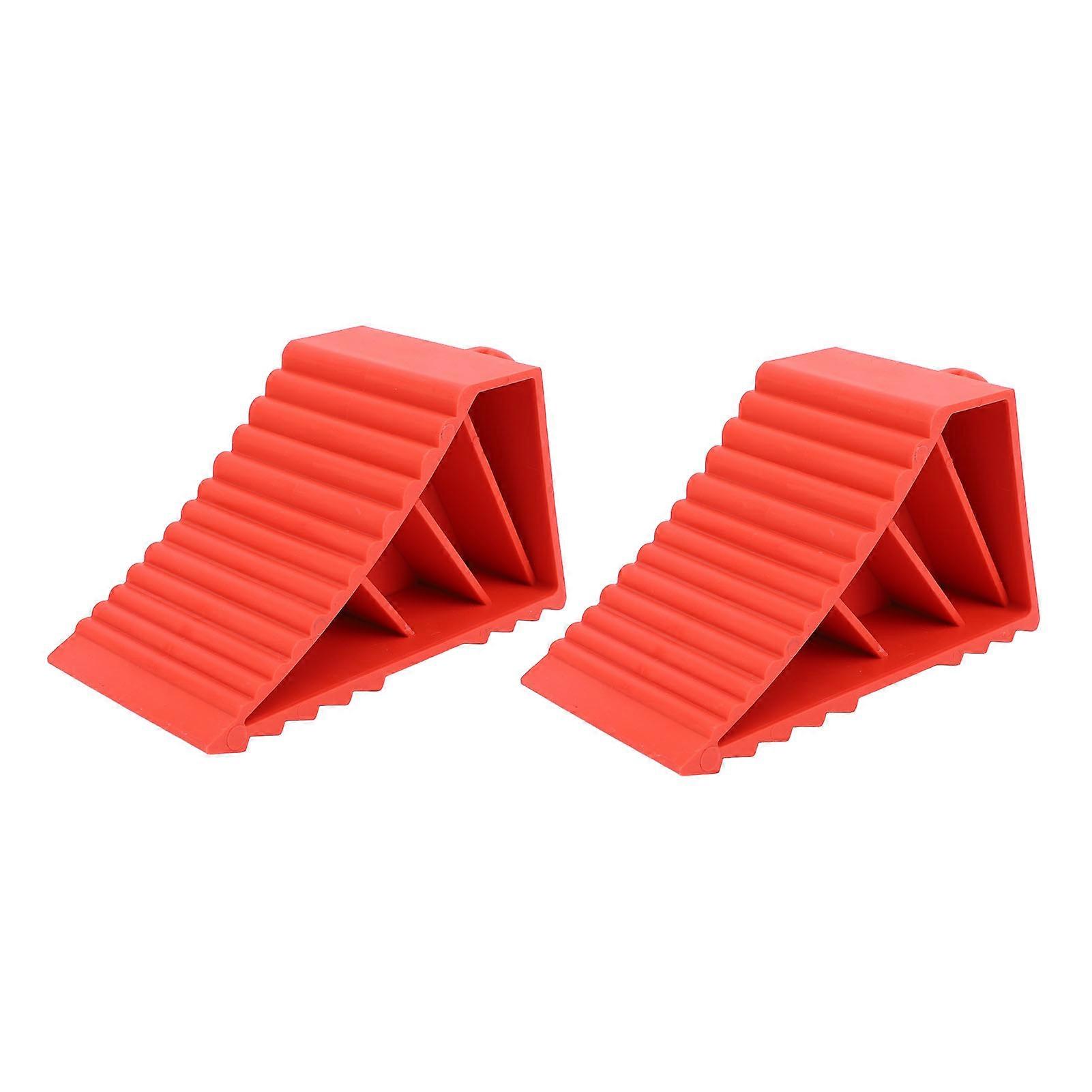 BOROCO 2PCS Heavy Duty Wheel Chocks Slip Resistant Solid Rubber Wheel Chocks Red Wheel Stopper for Car Travel Trailers RV Truck