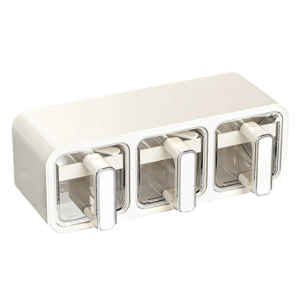 Wall-Mounted Kitchen Salt MSG Seasoning Condiment Storage Box Home Integrated Multi-Grid Seasoning Jar Set A