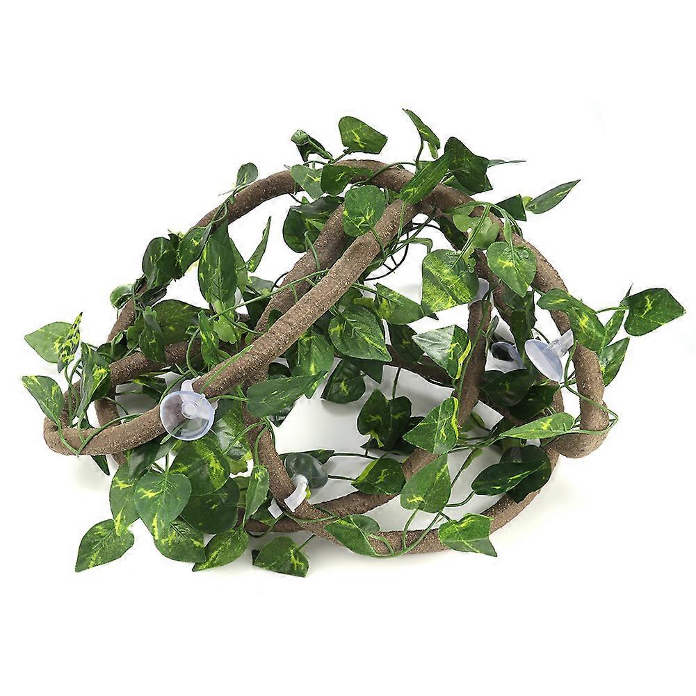 Reptile Climbing Branch Flexible Jungle 9.84ft Rattan 3 Vines( 9.84ft Rattan+Scindapsus Leaves)