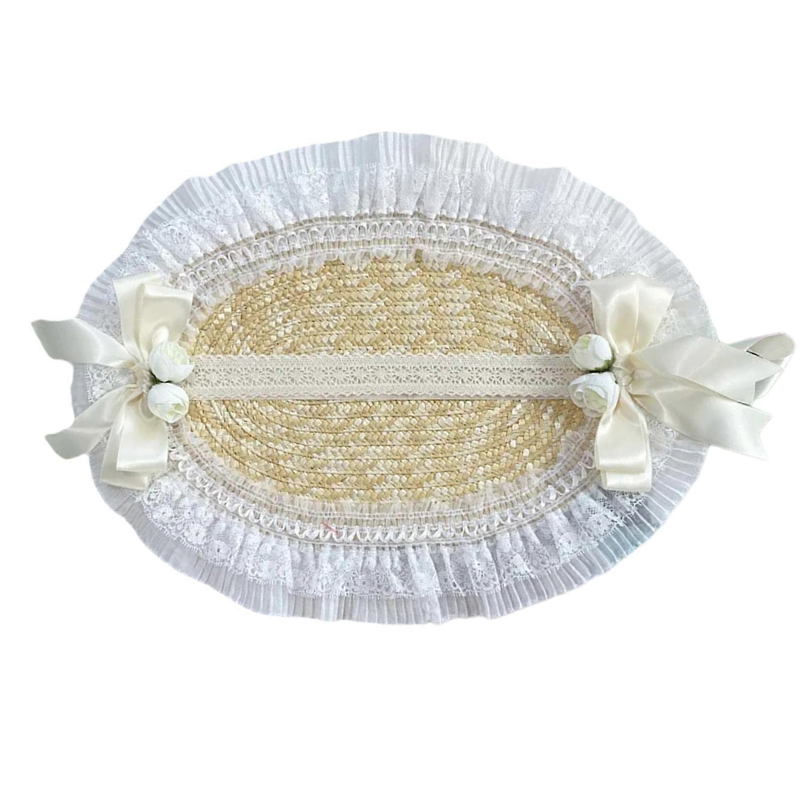 Handmade Weaving Straw Hat Unique Retros Styles Hat Romantics Outdoor Hat for Casual Activity  White