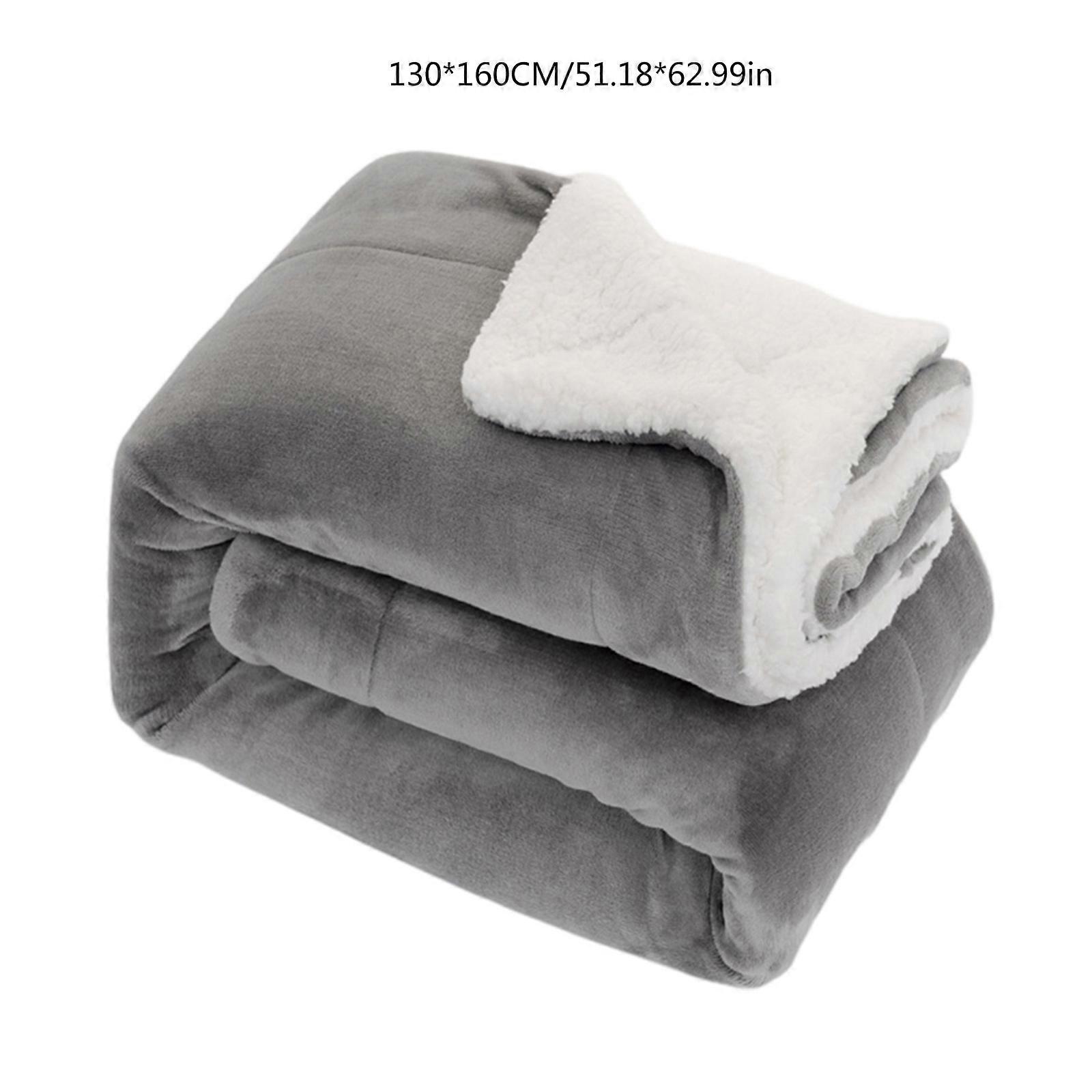 Sherpa Flannel Fleece Reversible Blanket for Extra Soft Plush Throw Size Fuzzy Q grey