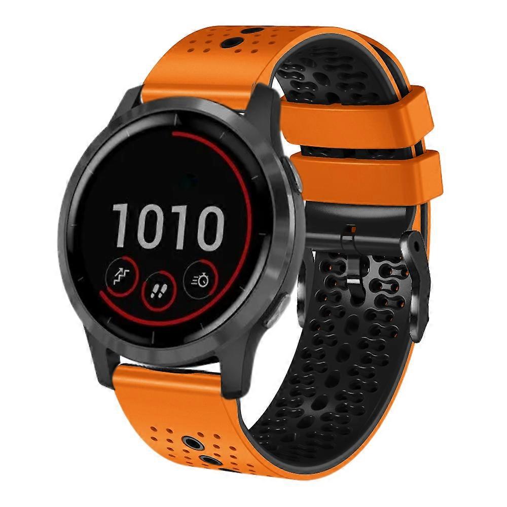 For Garmin vivoactive 4 22mm Perforated Two-Color Silicone Watch Band