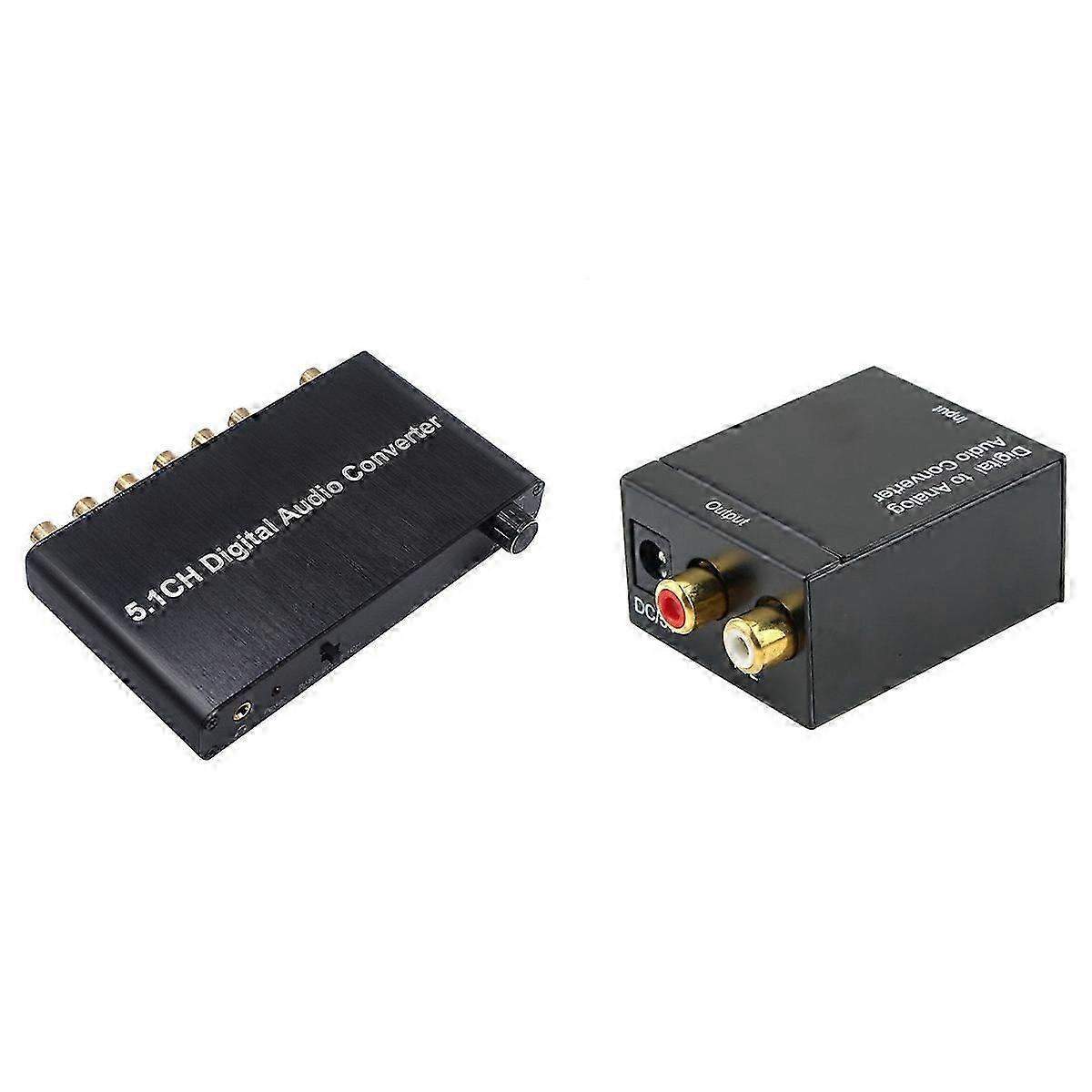 Digital Optical Toslink SPDIF Coax to Analog RCA Audio Converter Adapter with Cable